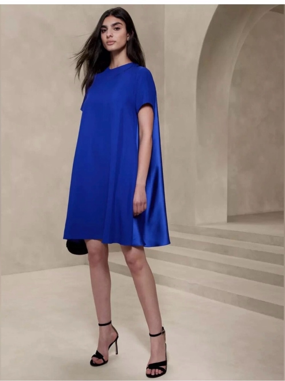 Banana Republic Aurelia Mini Dress - Horizon Royal Blue satin a-line M